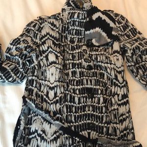 Black, grey white pattern pea coat